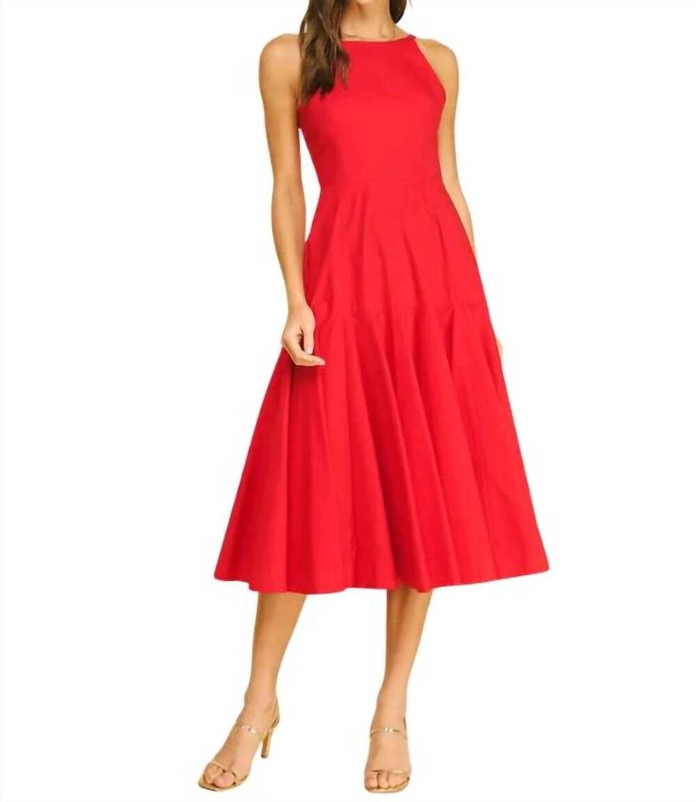 NEW PINCH halter a-line midi dress in ruby red